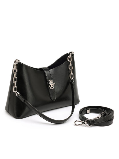 Sac Fanny noir avec ses bandoulières courte et longue