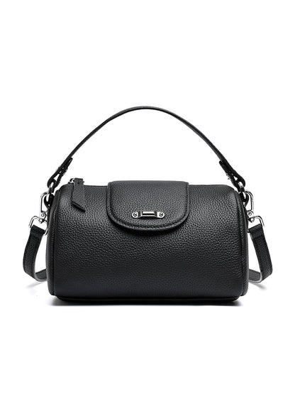 Sac bowling Lana noir en cuir grainé, vu de face