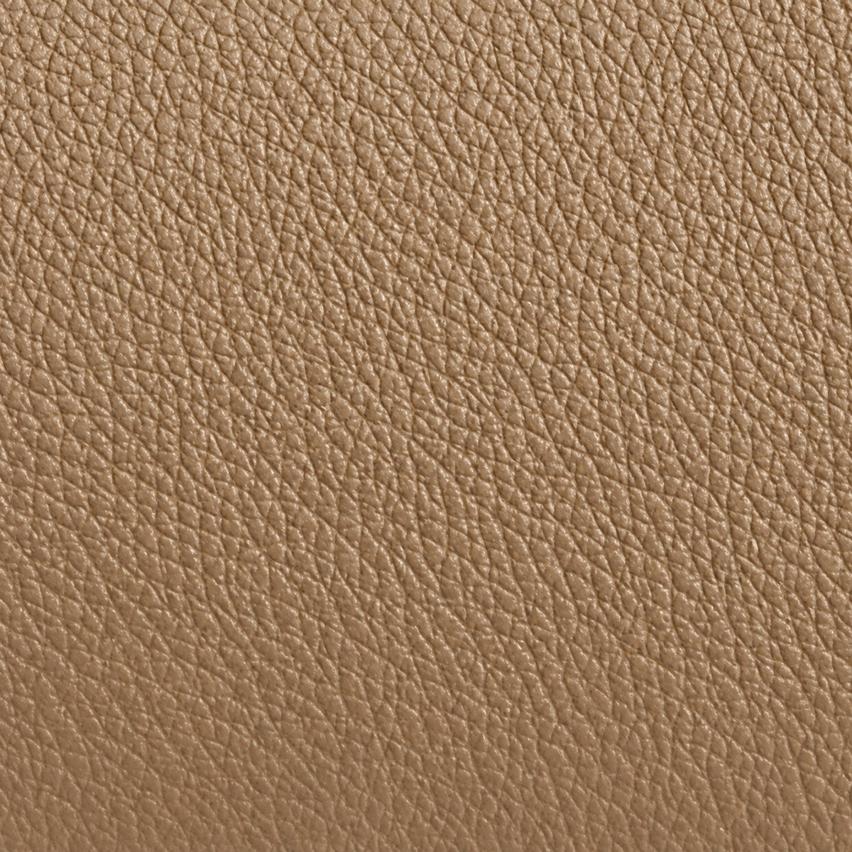 Gros plan sur le grain du cuir de vachette taupe de Louise