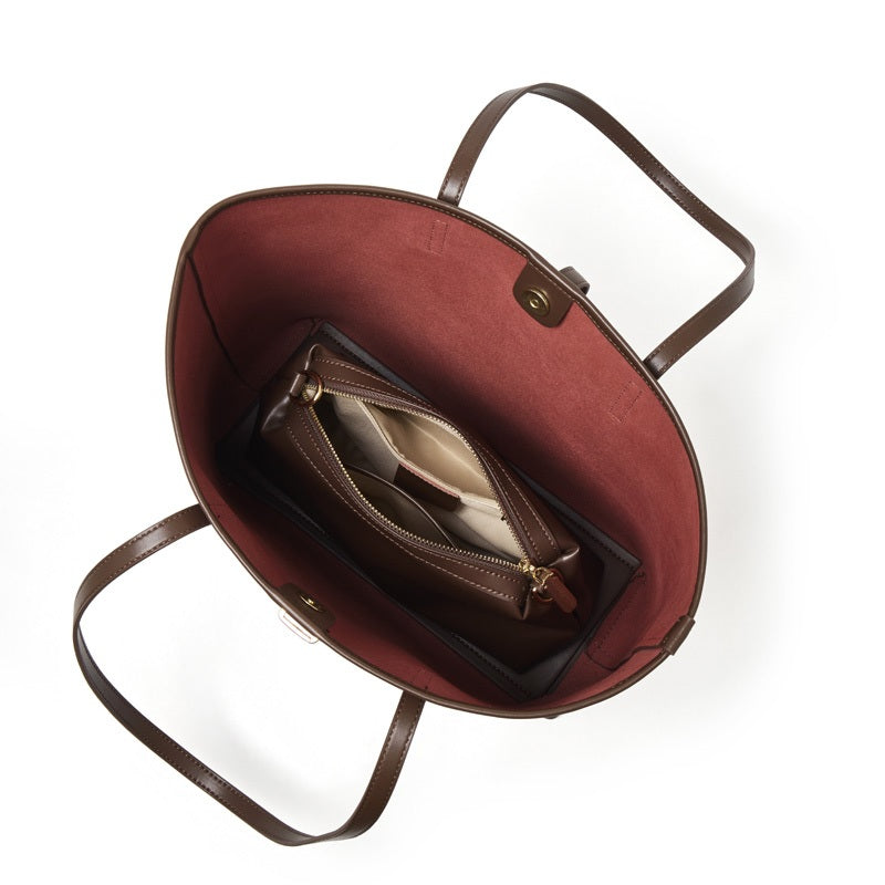 Intérieur rouge du cabas Marina avec son petit sac amovible