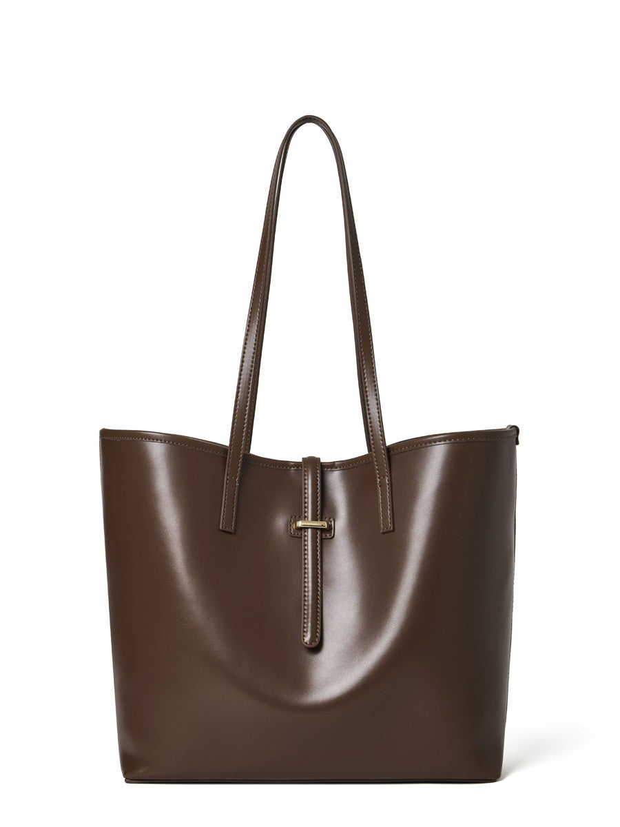 Sac cabas Marina chocolat de face sur fond blanc