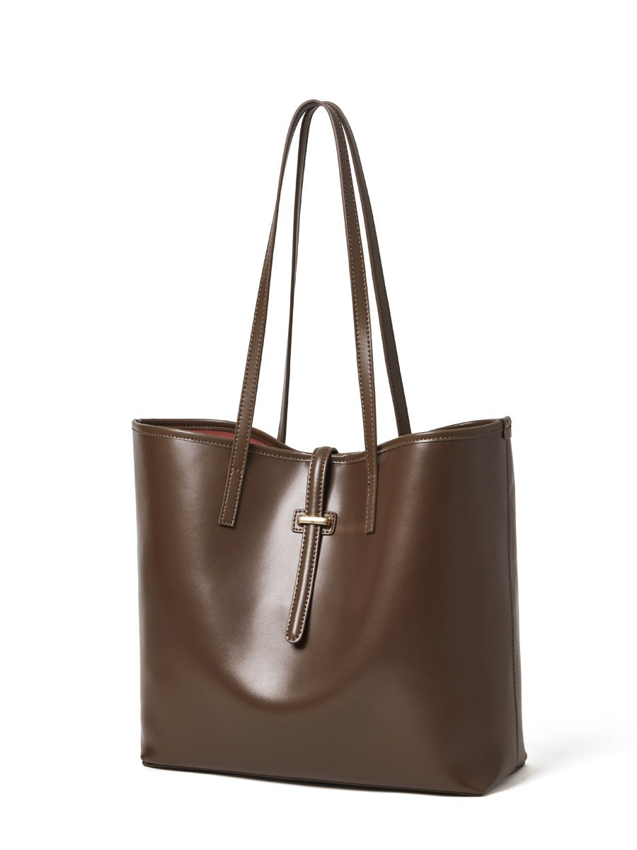 Sac cabas Marina chocolat vu de trois quarts