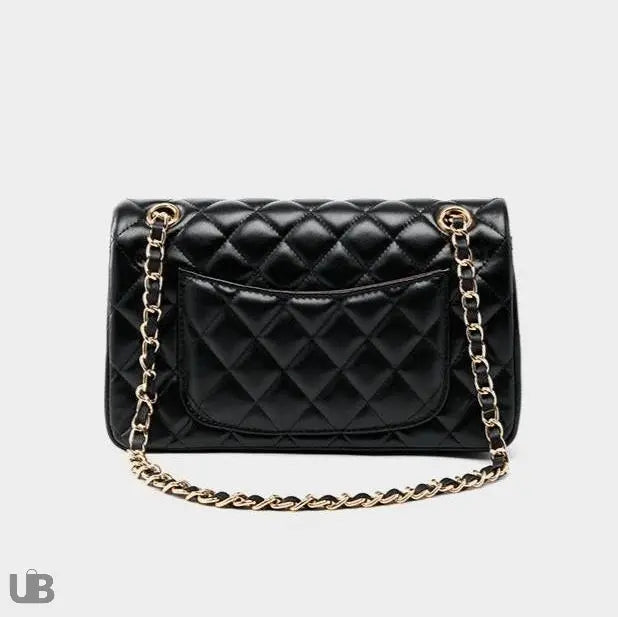 Dos du sac à main matelassé Zéphyr en cuir véritable noir