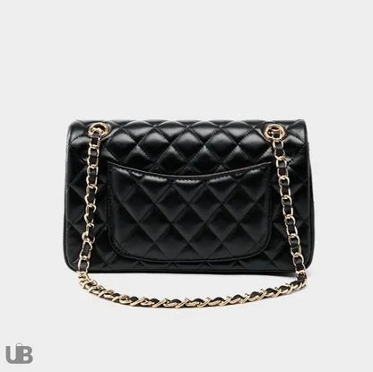 Dos du sac à main matelassé Zéphyr en cuir véritable noir