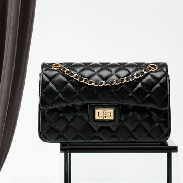 Sac à main matelassé Zéphyr en cuir véritable