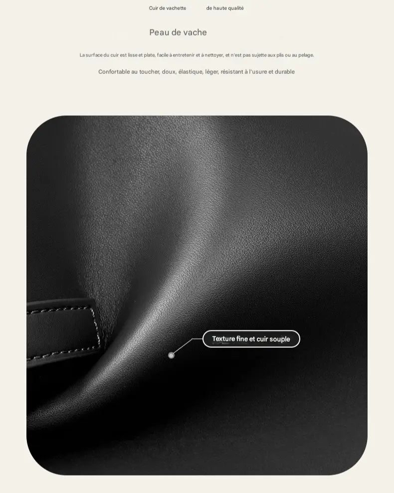 sac fourre-tout Lucie cuir souple ggros plan sur la texture du cuir UniversBags