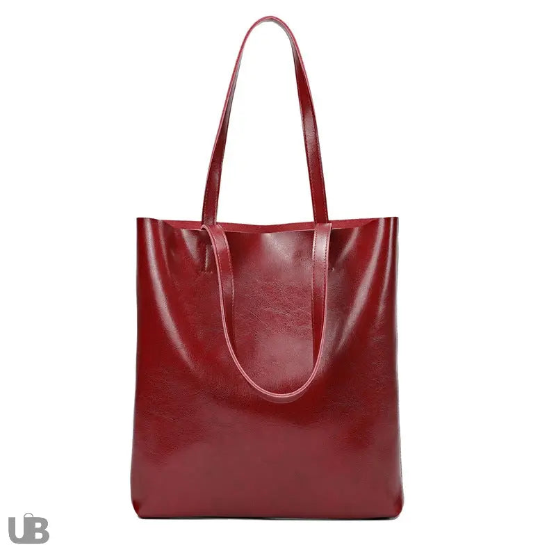 sac fourre tout Luanda-en-cuir-cire a l huile bourgogne rouge de face sur fond blanc