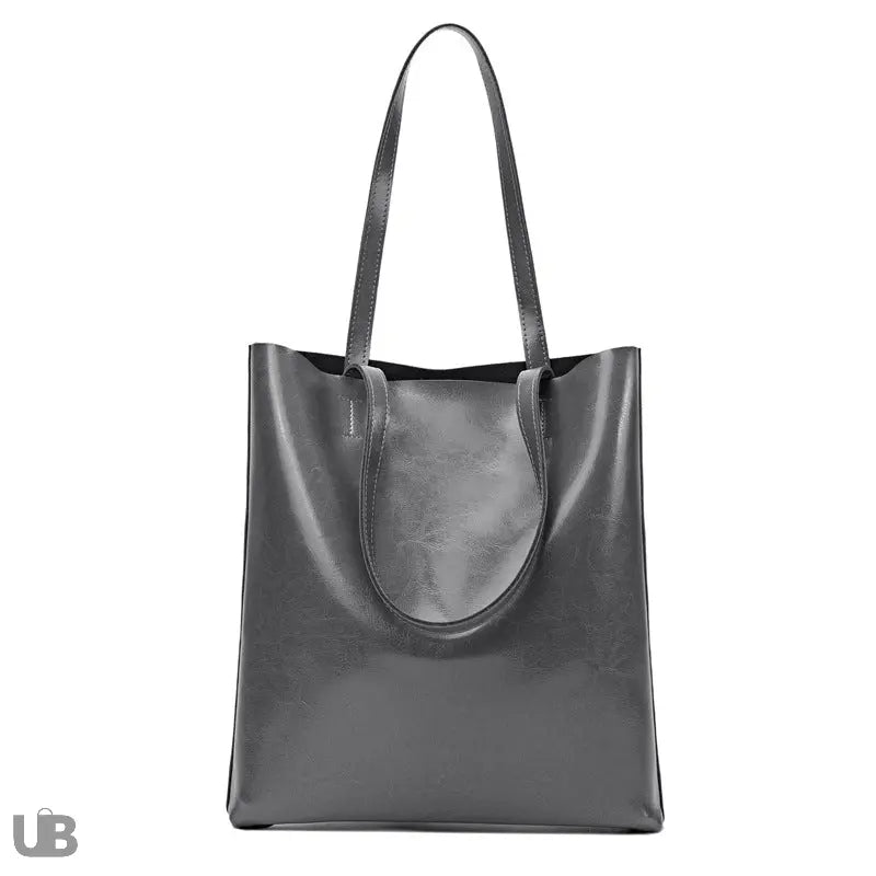 sac fourre tout Luanda-en-cuir-cire a l huile gris foncé sur fond blanc de face