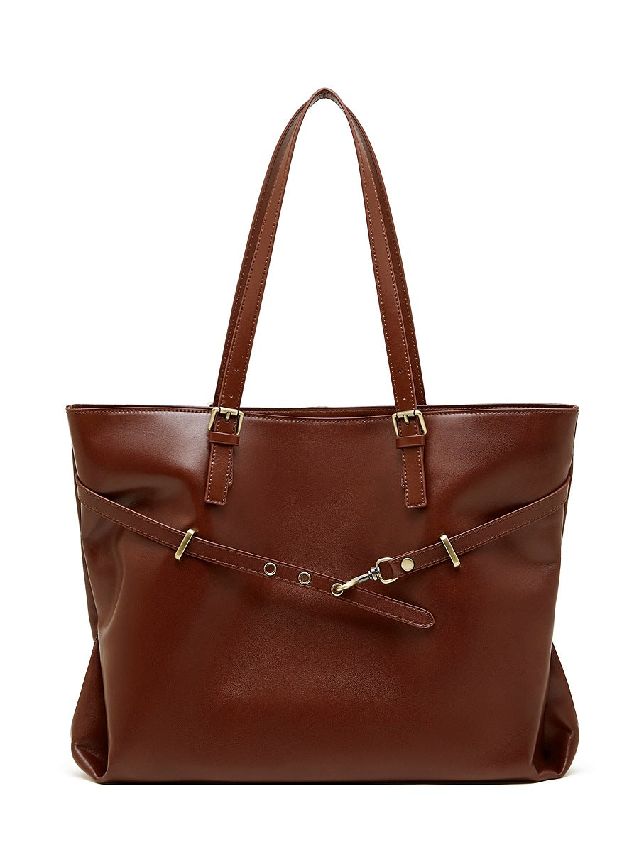 Sac cabas Suthida marron café de face sur fond blanc