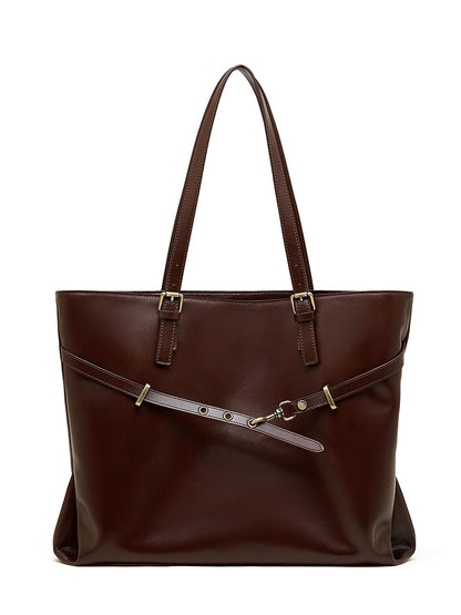 Sac cabas Suthida chocolat de face sur fond blanc