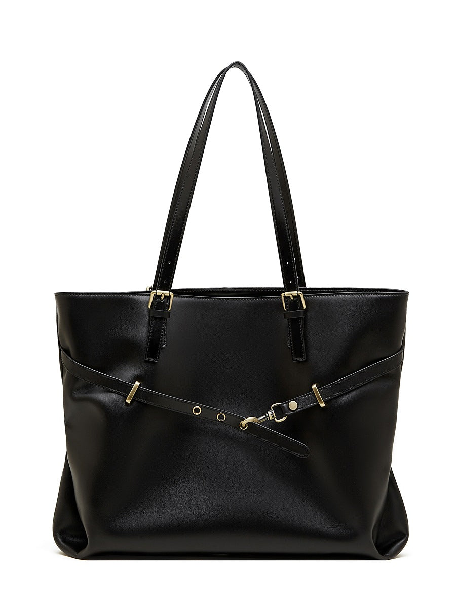 Sac cabas Suthida noir de face sur fond blanc