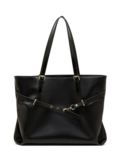 Sac cabas Suthida noir de face sur fond blanc