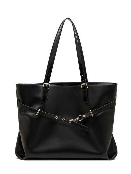 Sac cabas Suthida noir de face sur fond blanc
