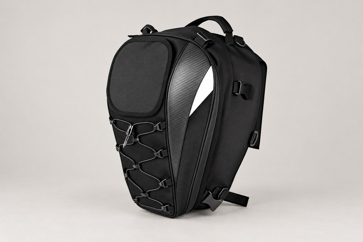 Sac de selle convertible WT2014 noir, avec poignée et laçage extérieur