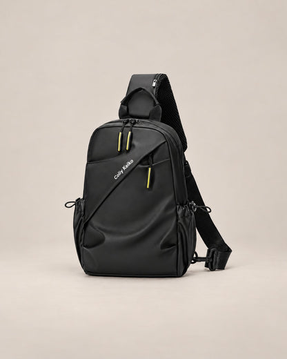 Sac bandoulière Coliy Keiko noir, vue complète sur fond de studio