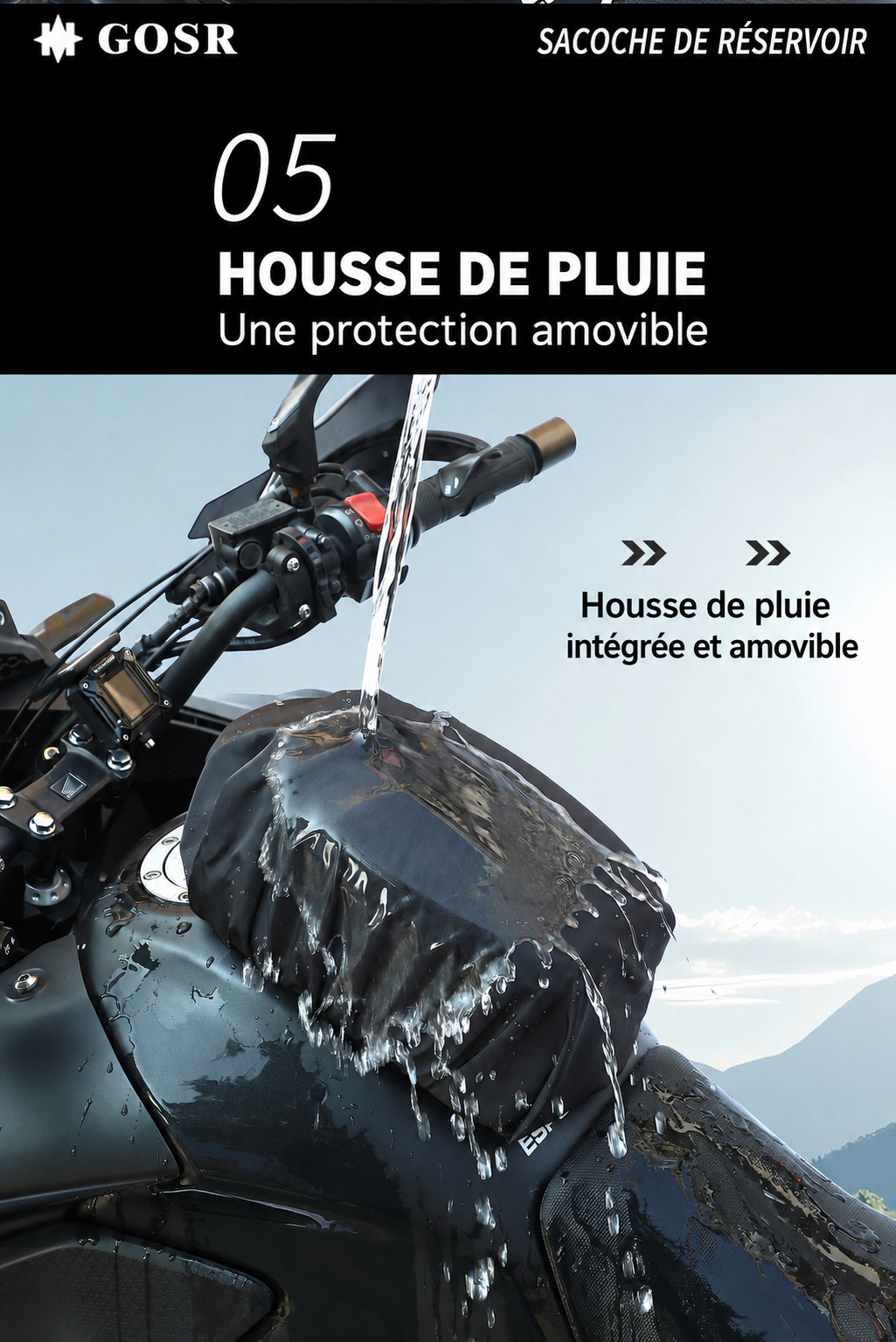 Housse de pluie amovible intégrée de la GOSR TK11