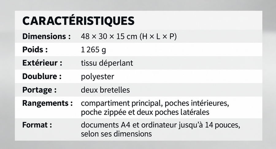 Dimensions, poids et caractéristiques du sac à dos porte-casque Jordan