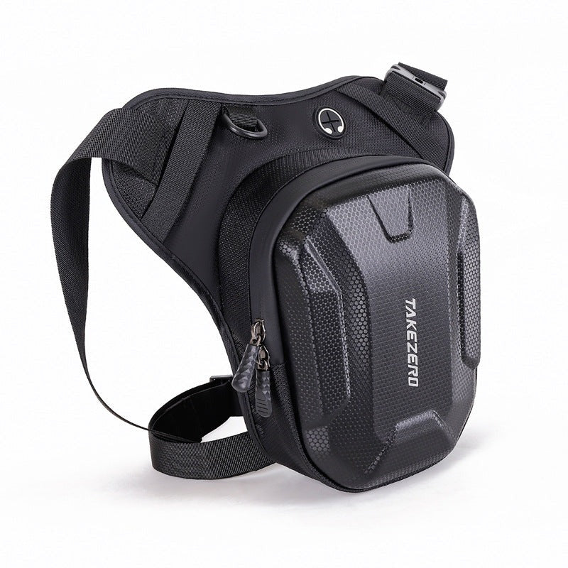 Sacoche de jambe TAKEZERO noire avec logo, coque et sangles visibles